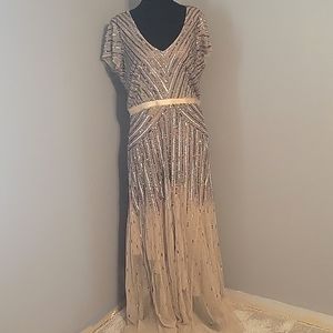Adrianna Papell Beaded V-neck Dress